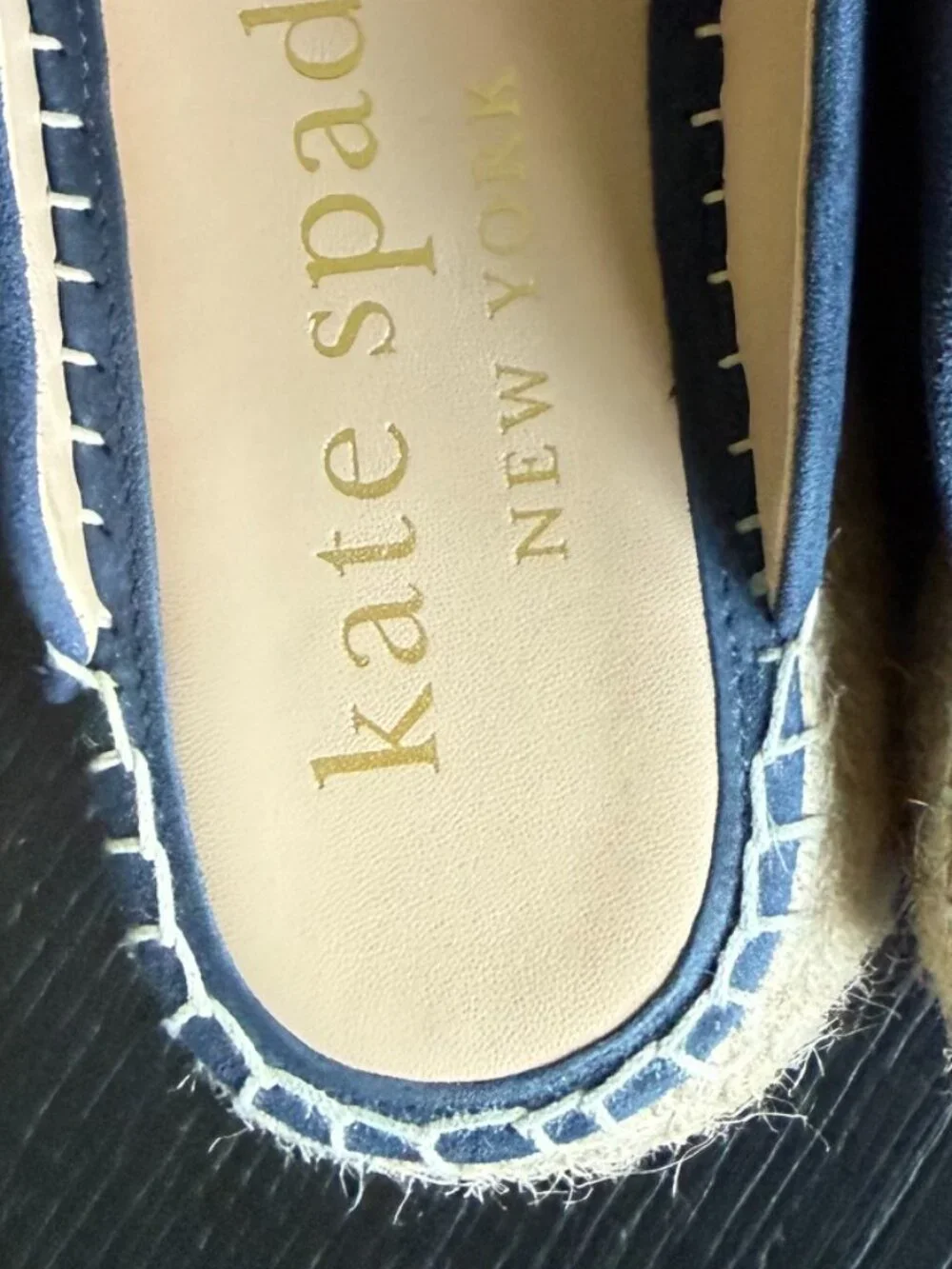 Kate Spade Navy Suede Espadrille Mules Size 6